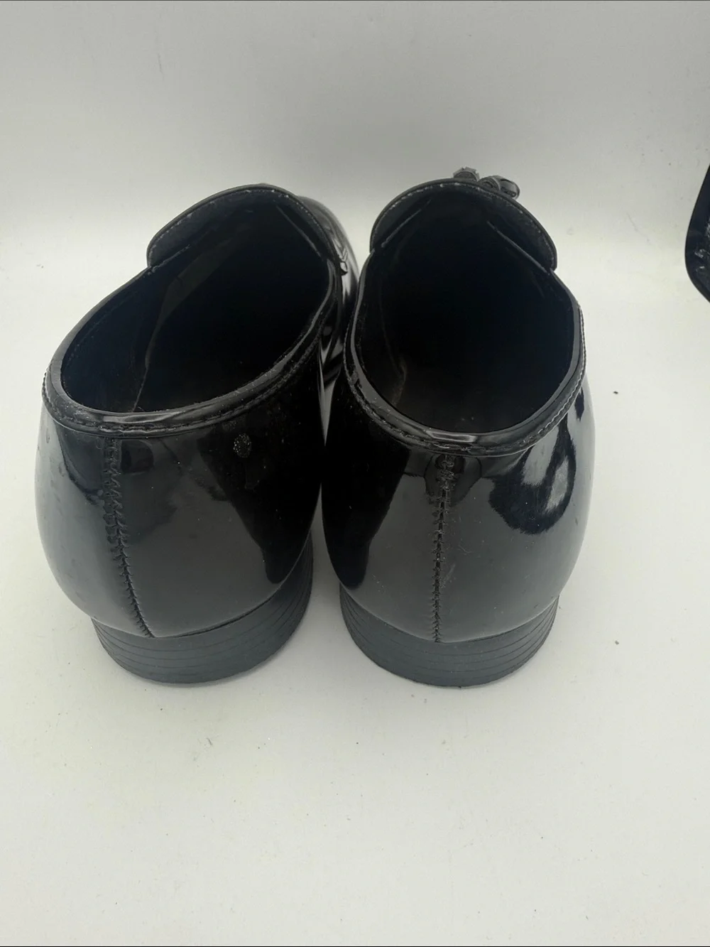 Mens Barclay black patent faux leather high polish formal slip on shoes sz 12 W